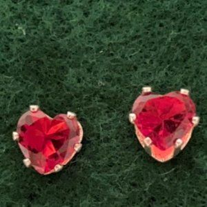 Vintage Red Heart Stud Earrings